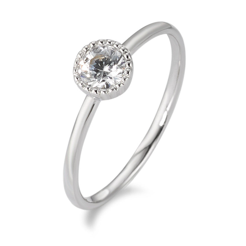 Solitaire ring 375/9K witgoud Zirkonia wit Ø5.7 mm