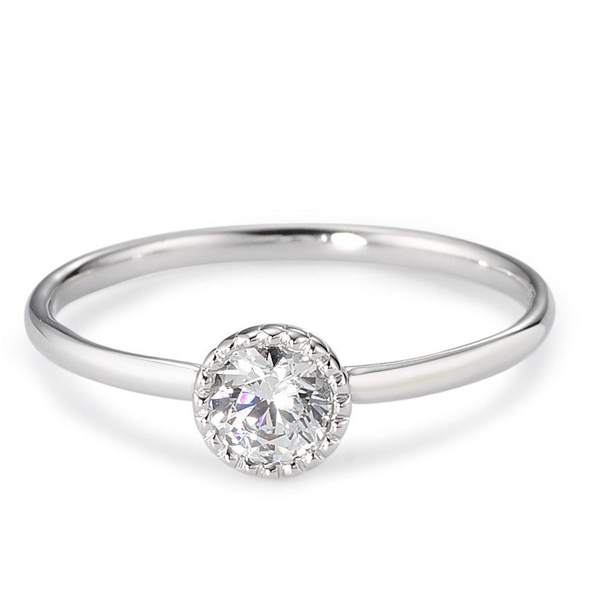 Solitaire ring 375/9K witgoud Zirkonia wit Ø5.7 mm