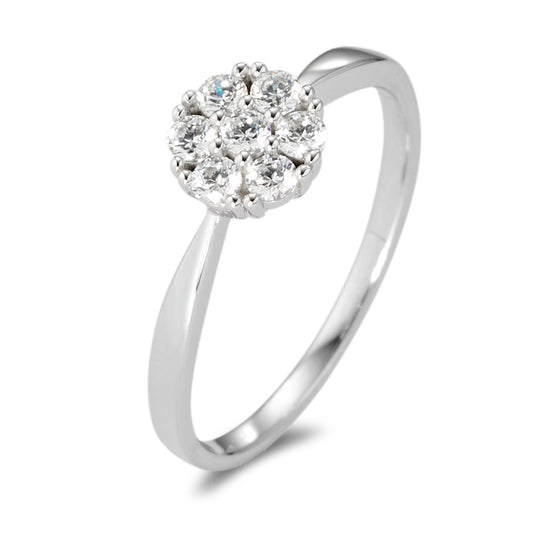 Solitaire ring 375/9 krt witgoud Zirkonia wit, 7 Steen Ø6.8 mm