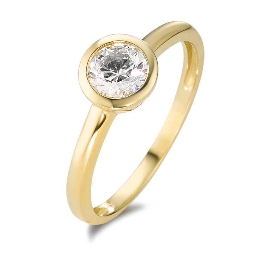 Solitaire ring 375/9K geel goud Zirkonia wit Ø6.7 mm