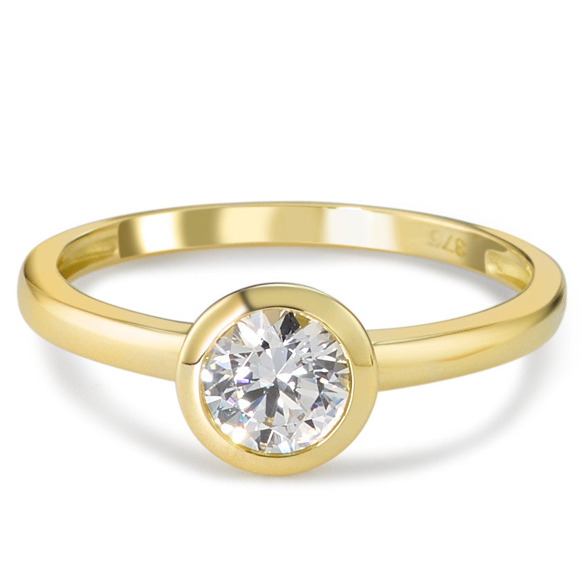 Solitaire ring 375/9K geel goud Zirkonia wit Ø6.7 mm