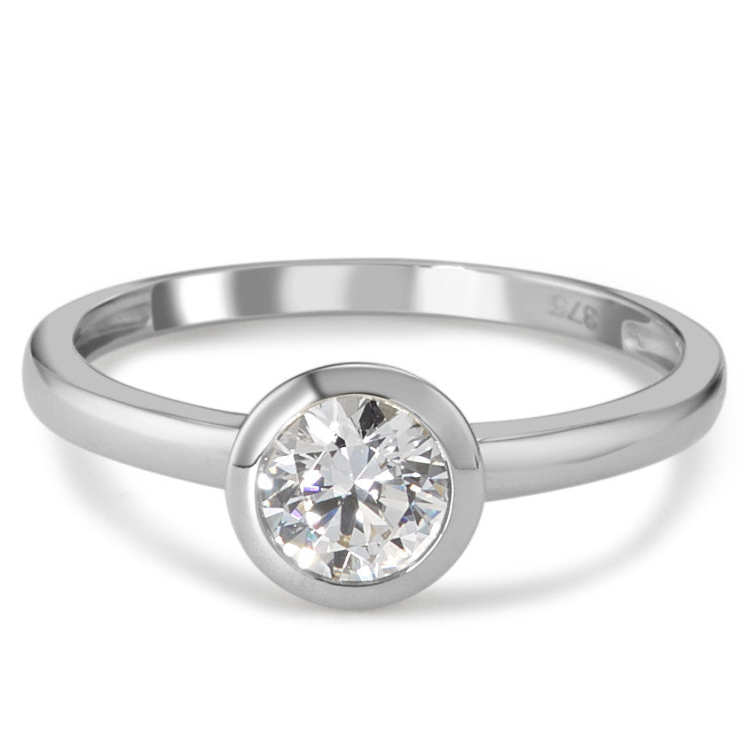 Solitaire ring 375/9 krt witgoud Zirkonia wit Ø7 mm