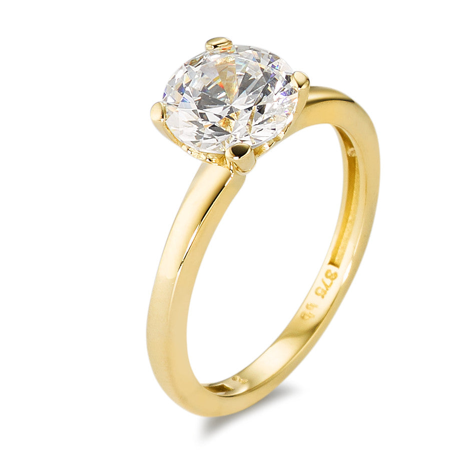 Solitaire ring 375/9 krt geel goud Zirkonia wit Ø7 mm