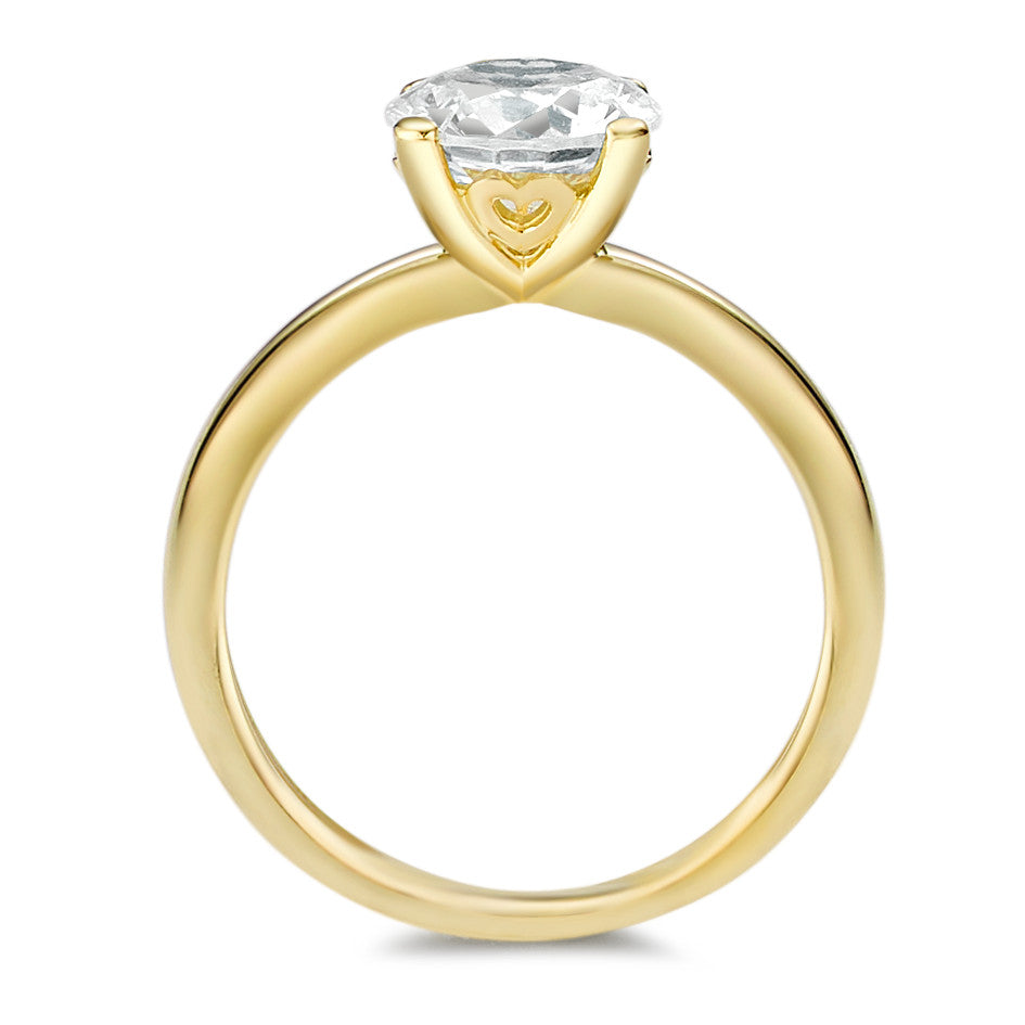 Solitaire ring 375/9 krt geel goud Zirkonia wit Ø7 mm