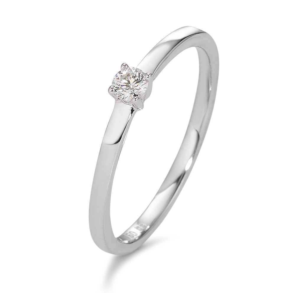 Solitaire ring 750/18K krt witgoud Diamant wit, 0.10 ct, [Brillant], w-si