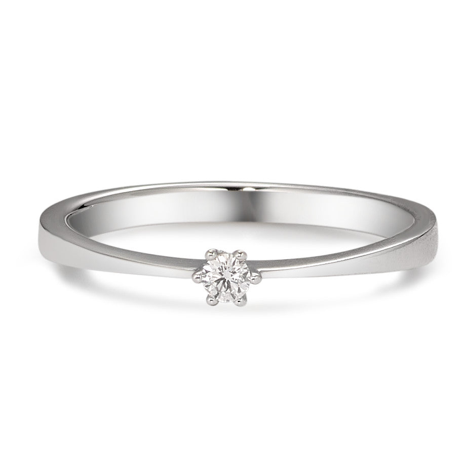 Solitaire ring 750/18K krt witgoud Diamant wit, 0.05 ct, [Brillant], w-si