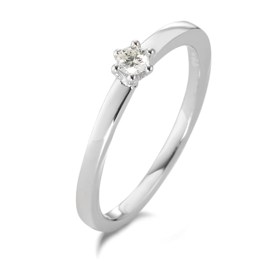 Solitaire ring 750/18K krt witgoud Diamant wit, 0.09 ct, [Brillant], w-si