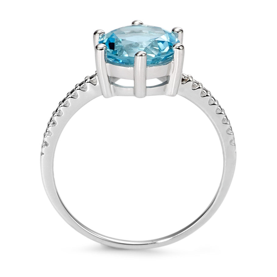 Solitaire ring 375/9K witgoud Topaas blauw Ø9 mm