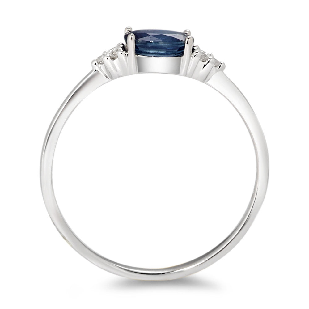 Ring 375/9 krt witgoud Saffier blauw, [oval], Diamant wit, 0.035 ct, 6 Steen, p1