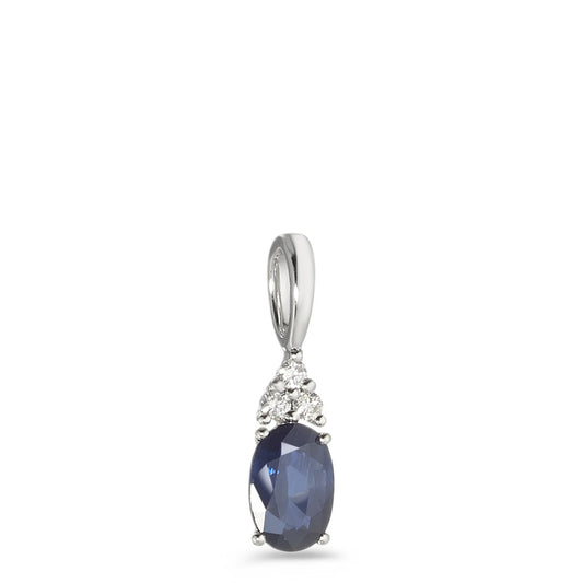 Hanger 375/9 krt witgoud Saffier blauw, [oval], Diamant wit, 0.04 ct, 2 Steen, p1