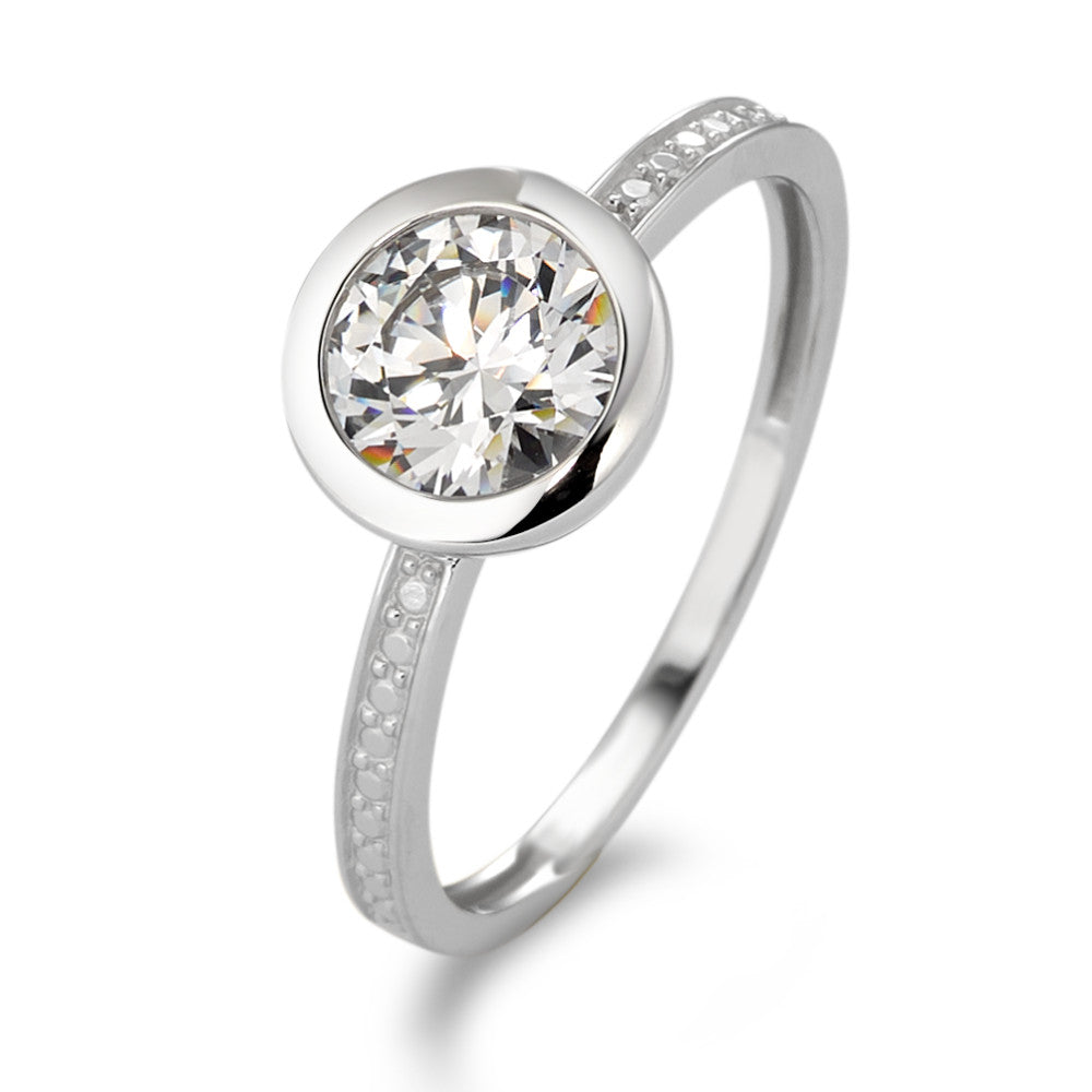 Solitaire ring 375/9 krt witgoud Zirkonia wit Ø8 mm