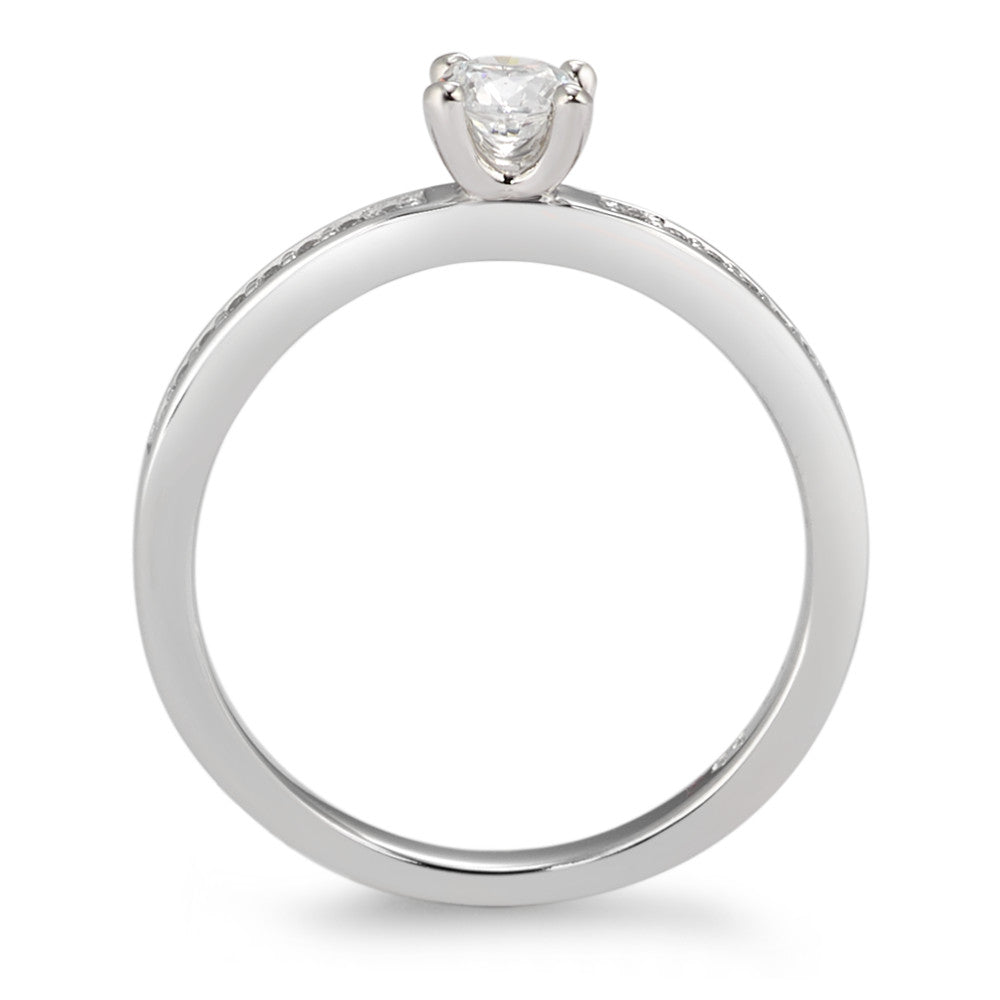 Solitaire ring 375/9 krt witgoud Zirkonia wit, 17 Steen