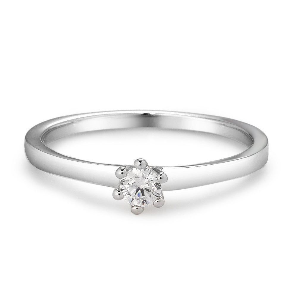 Solitaire ring 375/9 krt witgoud Zirkonia wit Ø3.4 mm