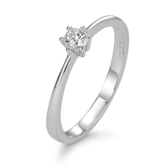 Solitaire ring 375/9 krt witgoud Zirkonia wit Ø3 mm