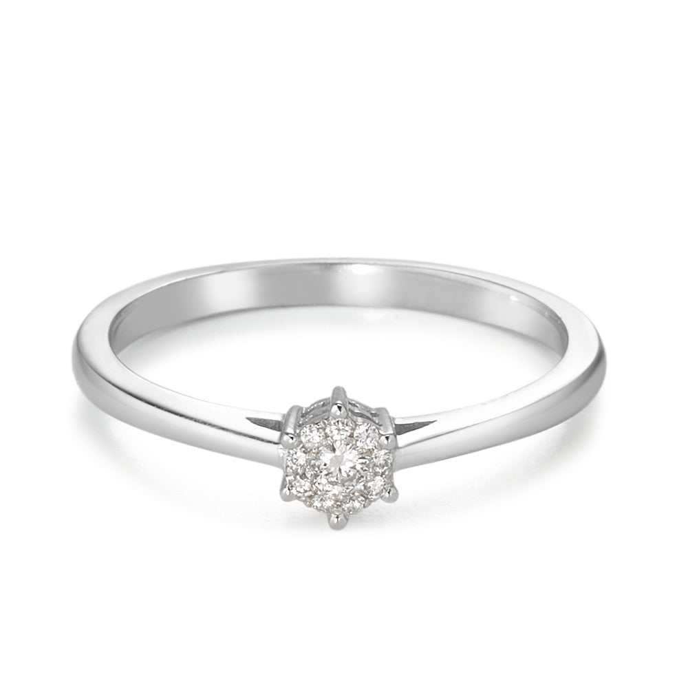 Solitaire ring 750/18K krt witgoud Diamant 0.08 ct, 10 Steen, w-si