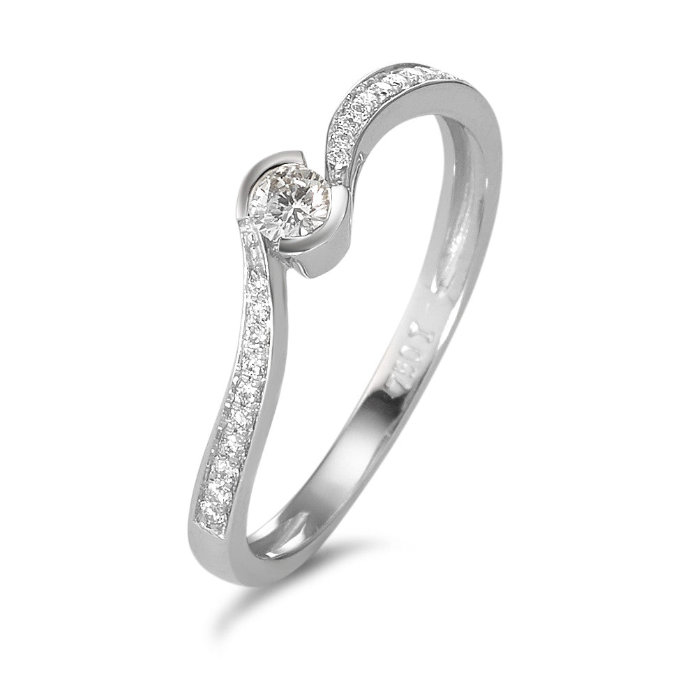 Ring 750/18K krt witgoud Diamant 0.16 ct, 21 Steen, w-si