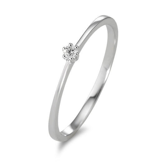 Solitaire ring 750/18K krt witgoud Diamant 0.03 ct, w-si