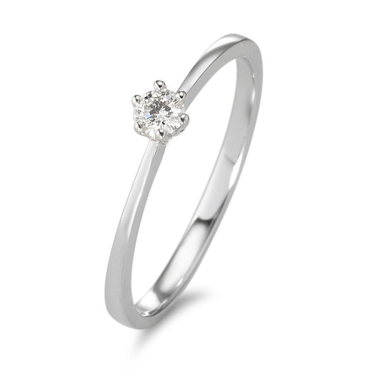 Solitaire ring 750/18K witgoud Diamant 0.10 ct, w-si