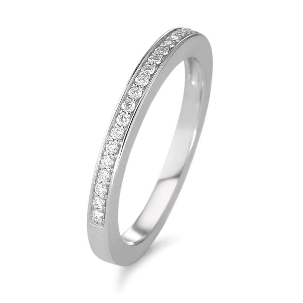 Memory ring 750/18K krt witgoud Diamant 0.09 ct, 19 Steen, w-si