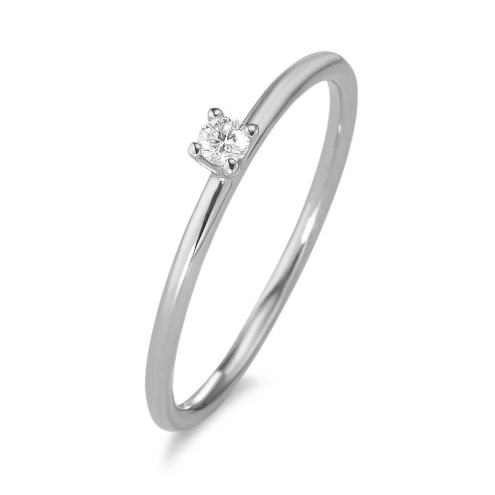 Solitaire ring 750/18K witgoud Diamant 0.05 ct, w-si