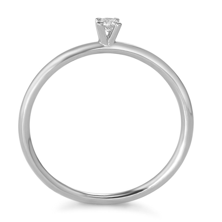 Solitaire ring 750/18K witgoud Diamant 0.05 ct, w-si