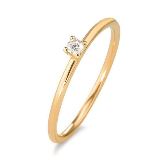 Solitaire ring 750/18 krt geel goud Diamant 0.05 ct, w-si