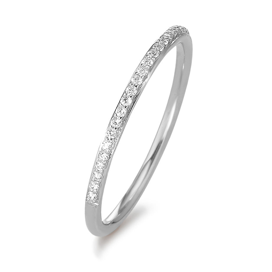 Memory ring 750/18K krt witgoud Diamant 0.08 ct, 16 Steen, w-si