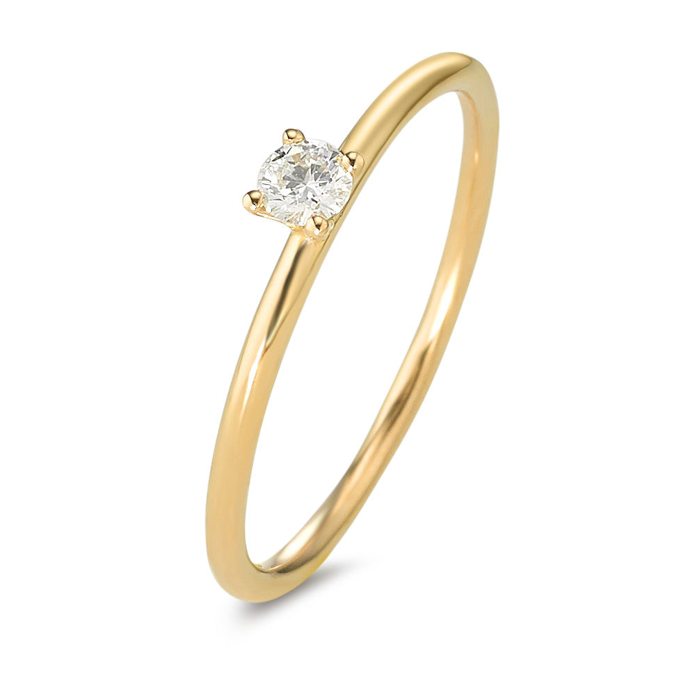 Solitaire ring 750/18 krt geel goud Diamant 0.10 ct, w-si