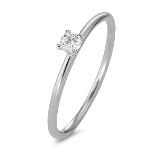 Solitaire ring 750/18K krt witgoud Diamant 0.10 ct, w-si