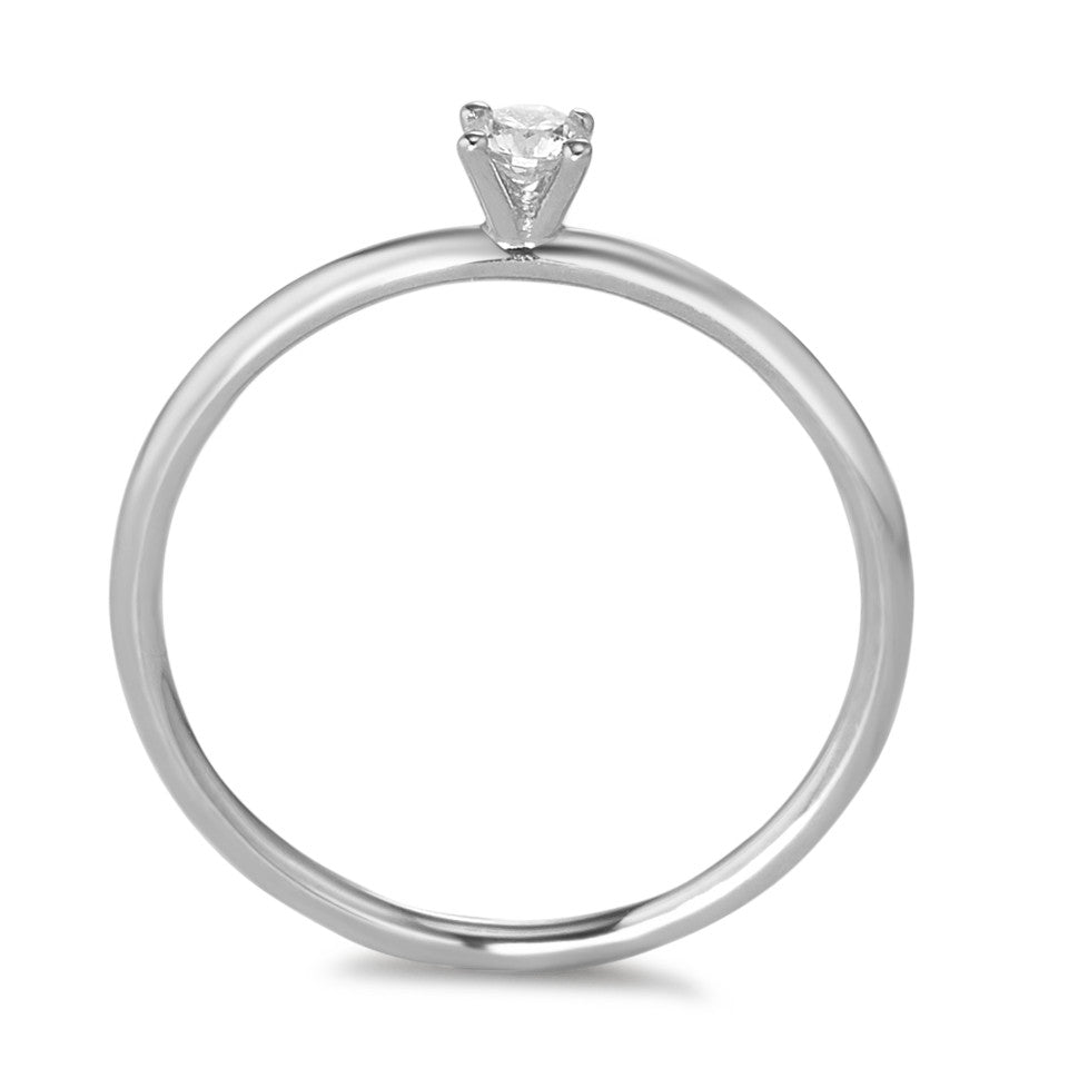 Solitaire ring 750/18K krt witgoud Diamant 0.10 ct, w-si