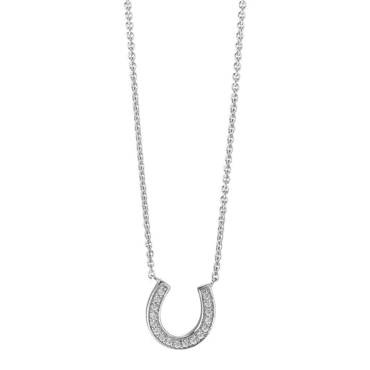 Collier 375/9K witgoud Zirkonia 17 Steen 40-42 cm