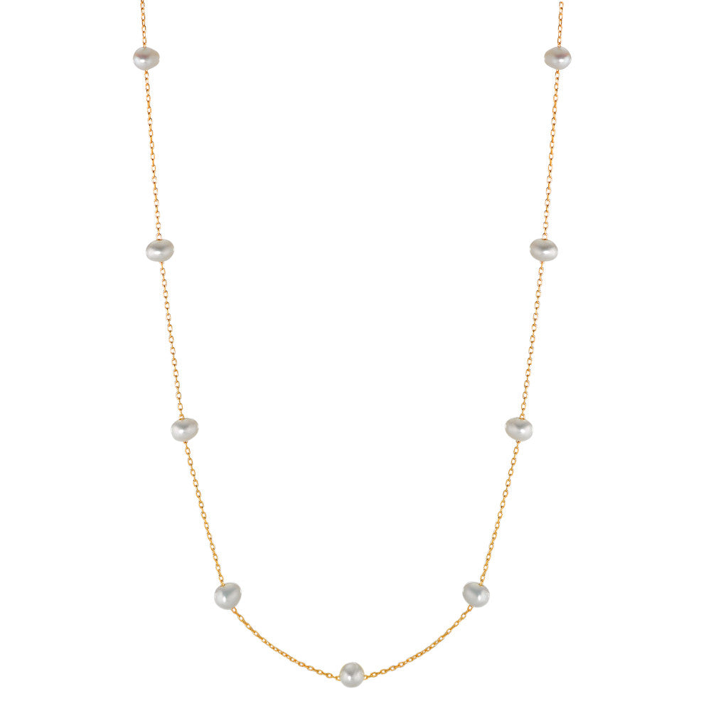 Collier Zilver Geel Verguld zoetwater Parel 39-44 cm