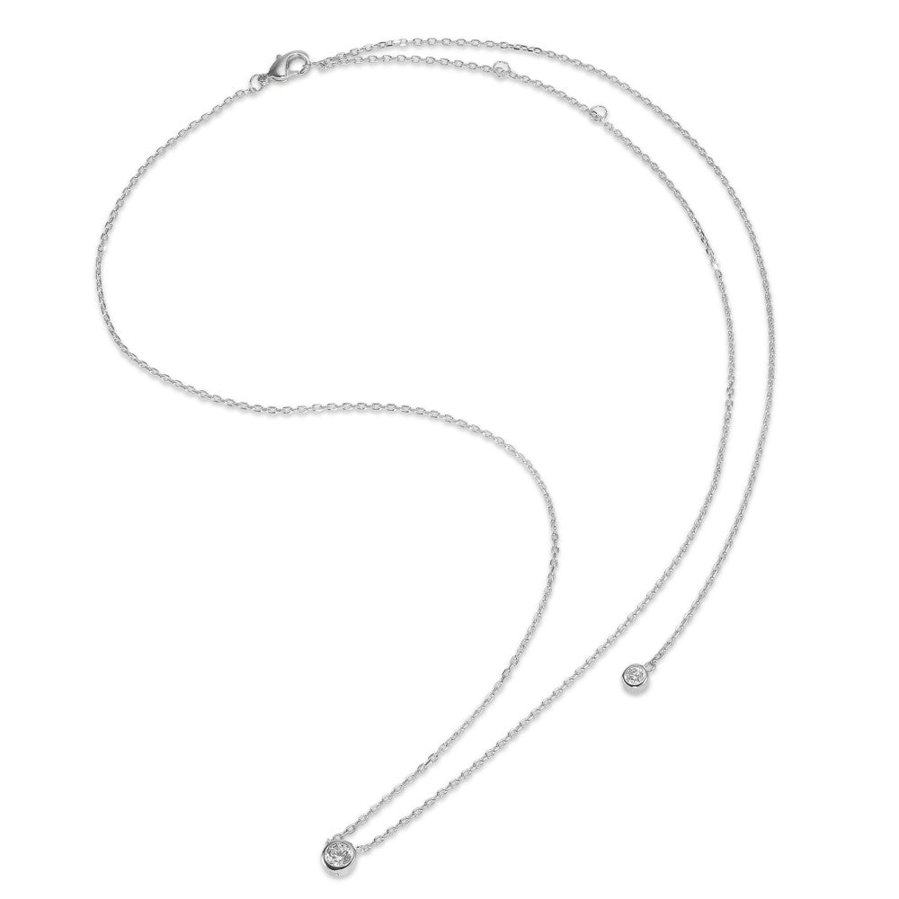 Collier Zilver Zirkonia 2 Steen Gerhodineerd 40-45 cm