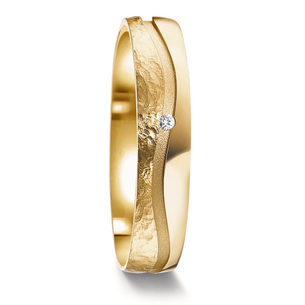 Partnerring 750/18 krt geel goud Diamant 0.01 ct, w-si