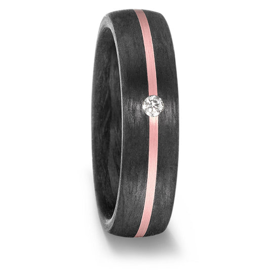 Partnerring 585/14 krt roségoud, Carbon Diamant 0.05 ct, w-si