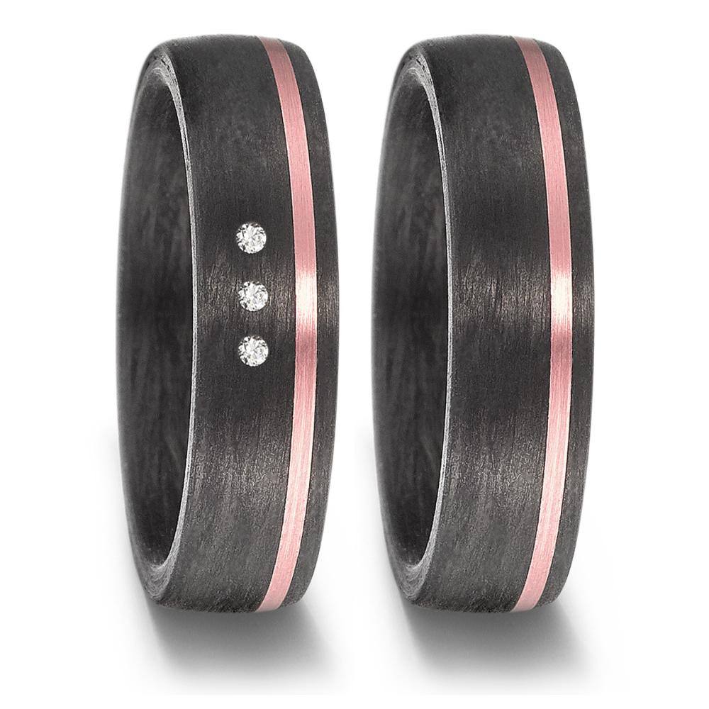 Partnerring 585/14 krt roségoud, Carbon