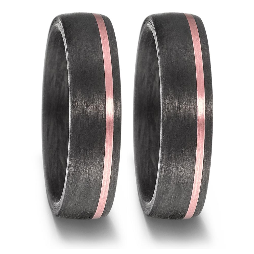 Partnerring 585/14 krt roségoud, Carbon