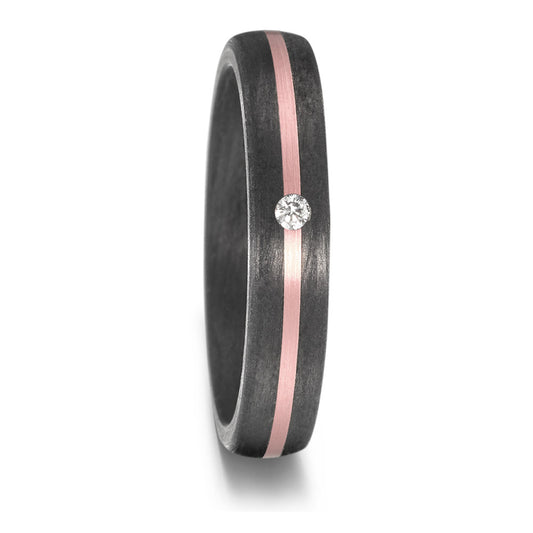 Partnerring 585/14 krt roségoud, Carbon Diamant 0.03 ct, w-si