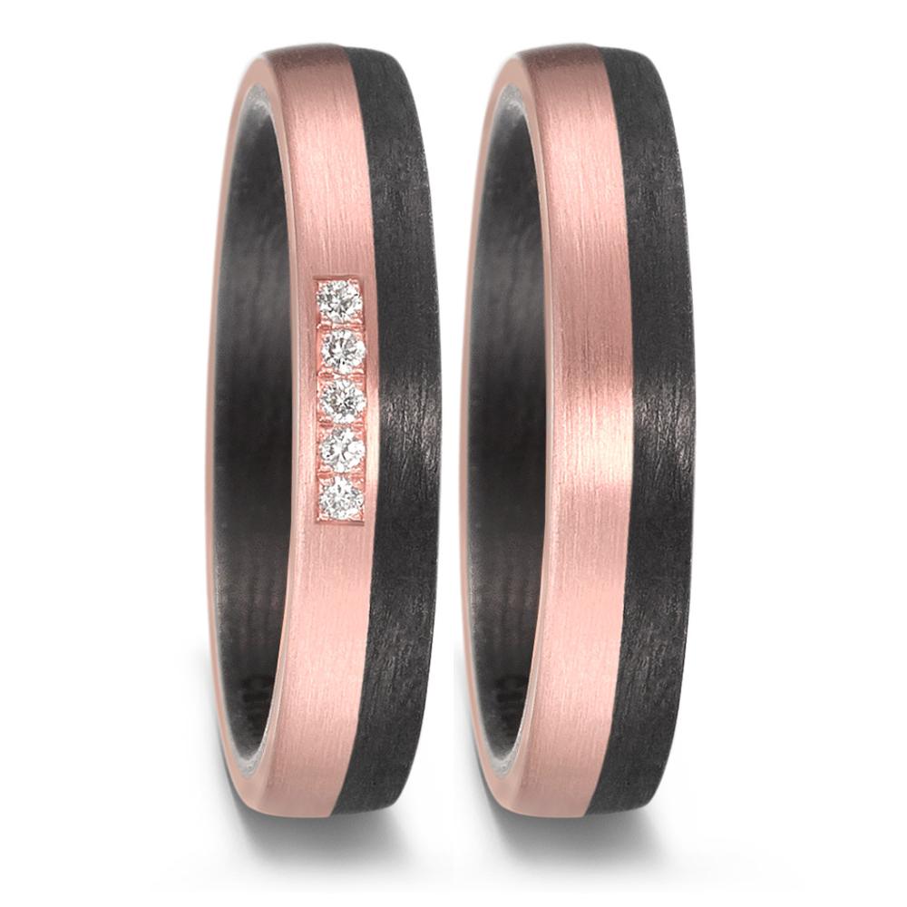 Partnerring 585/14 krt roségoud, Carbon