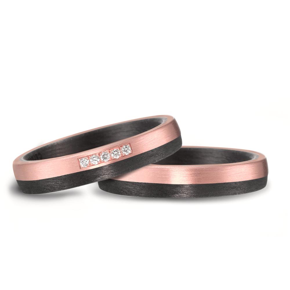 Partnerring 585/14 krt roségoud, Carbon