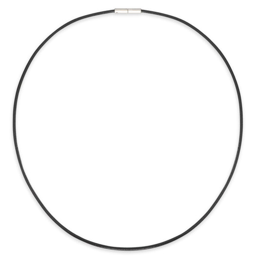 Collier Leder, Roestvrijstaal 45 cm Ø2 mm