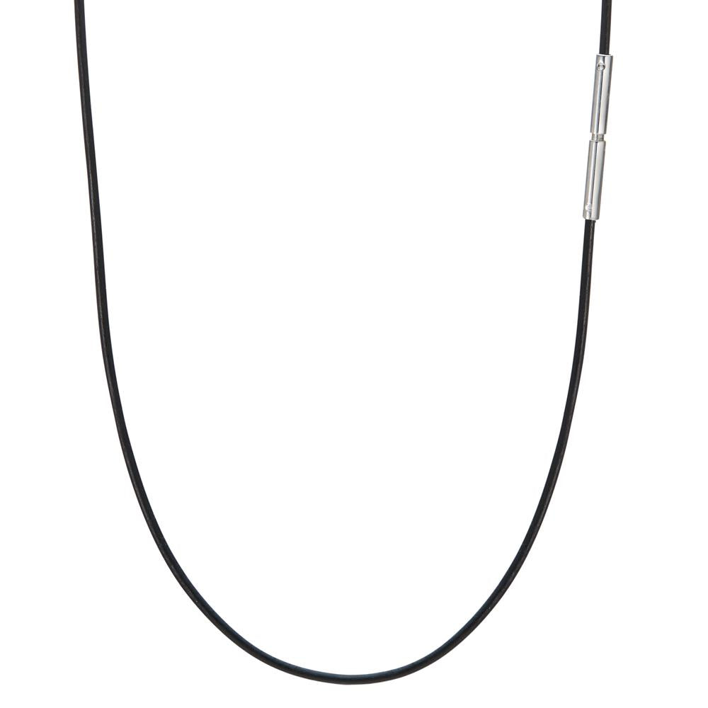 Collier Leder, Roestvrijstaal 38 cm Ø1 mm