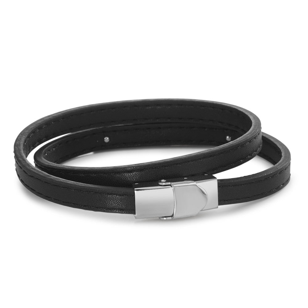 Graveer armband Leder, Roestvrijstaal 21 cm