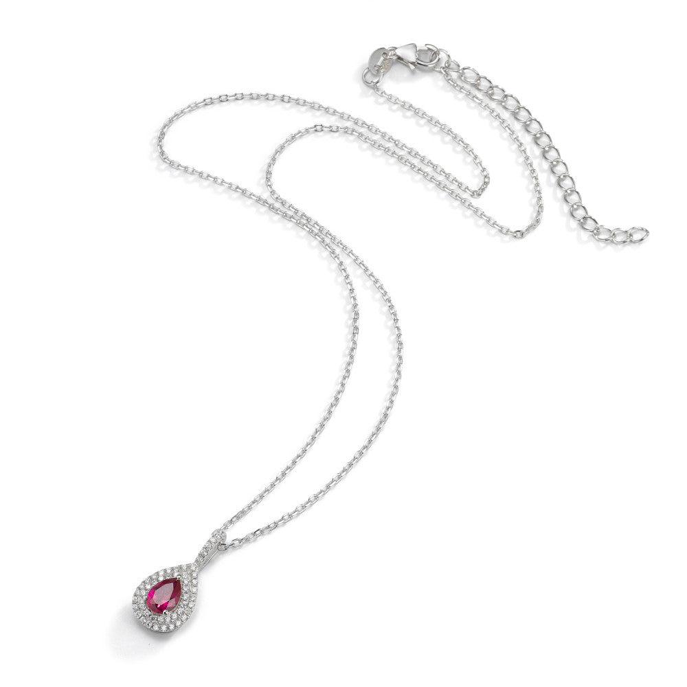 Collier met hanger Zilver Zirkonia roze Gerhodineerd 40-45 cm