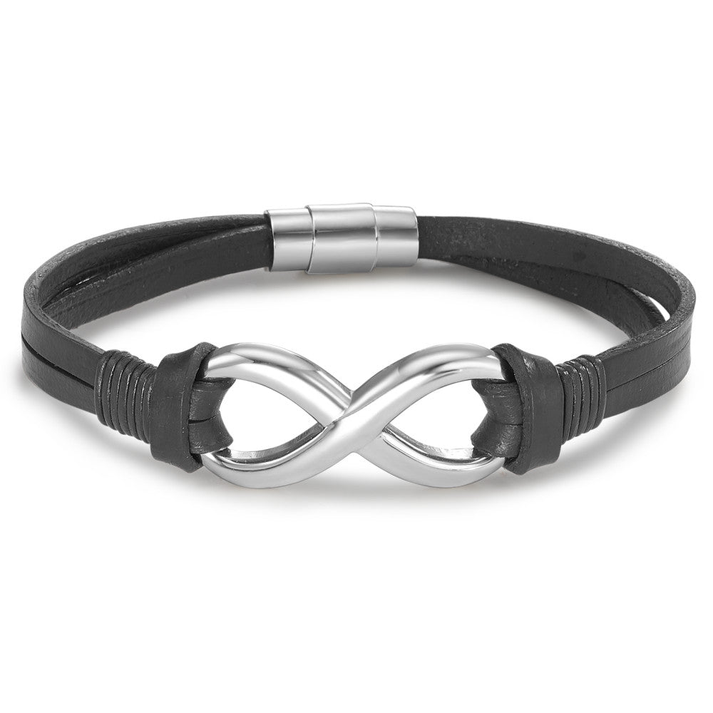 Armband Leder, Roestvrijstaal Oneindigheid 17 cm