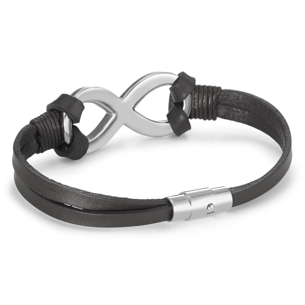 Armband Leder, Roestvrijstaal Oneindigheid 17 cm