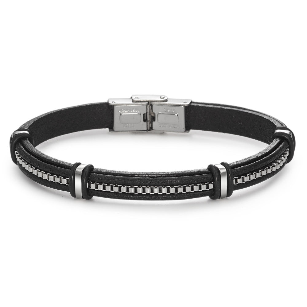 Armband Leder, Roestvrijstaal 21 cm