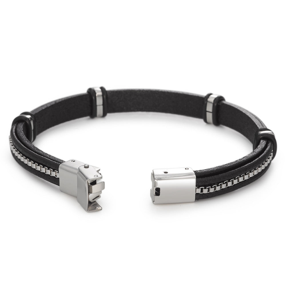 Armband Leder, Roestvrijstaal 21 cm