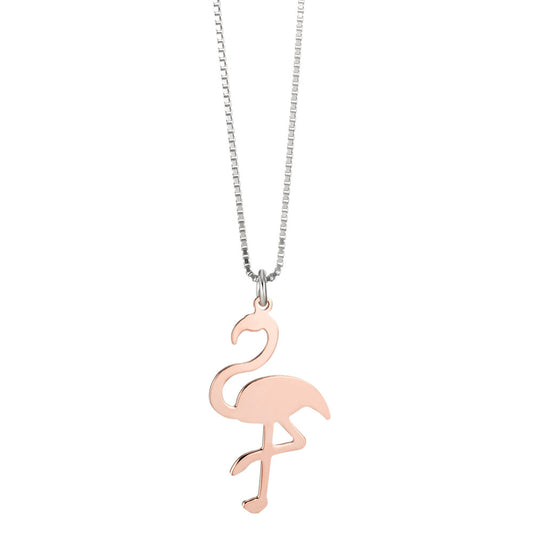 Collier met hanger Zilver Rosé Verguld Flamingo 38 cm