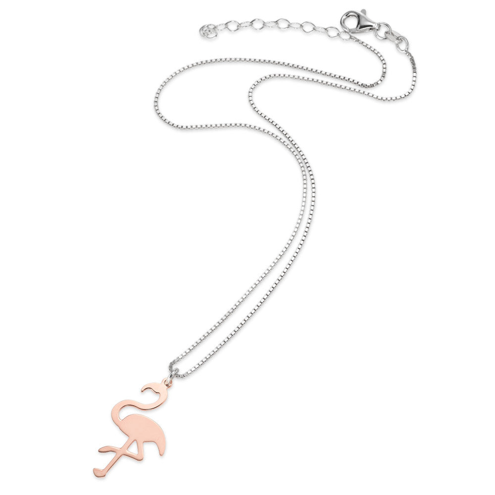 Collier met hanger Zilver Rosé Verguld Flamingo 38 cm